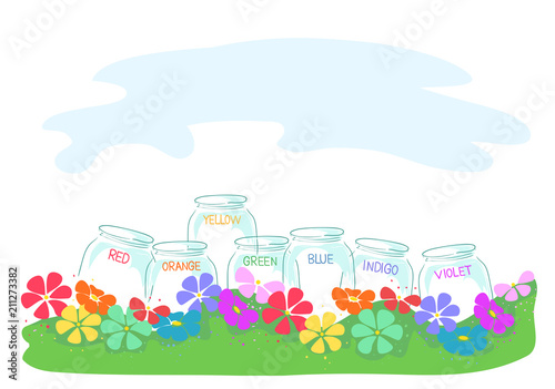 Rainbow Colors Flower Label...