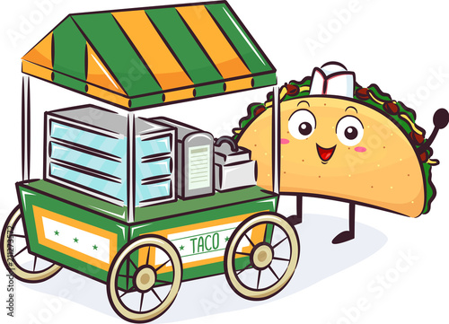 Mascot Taco Vendor Illustra...