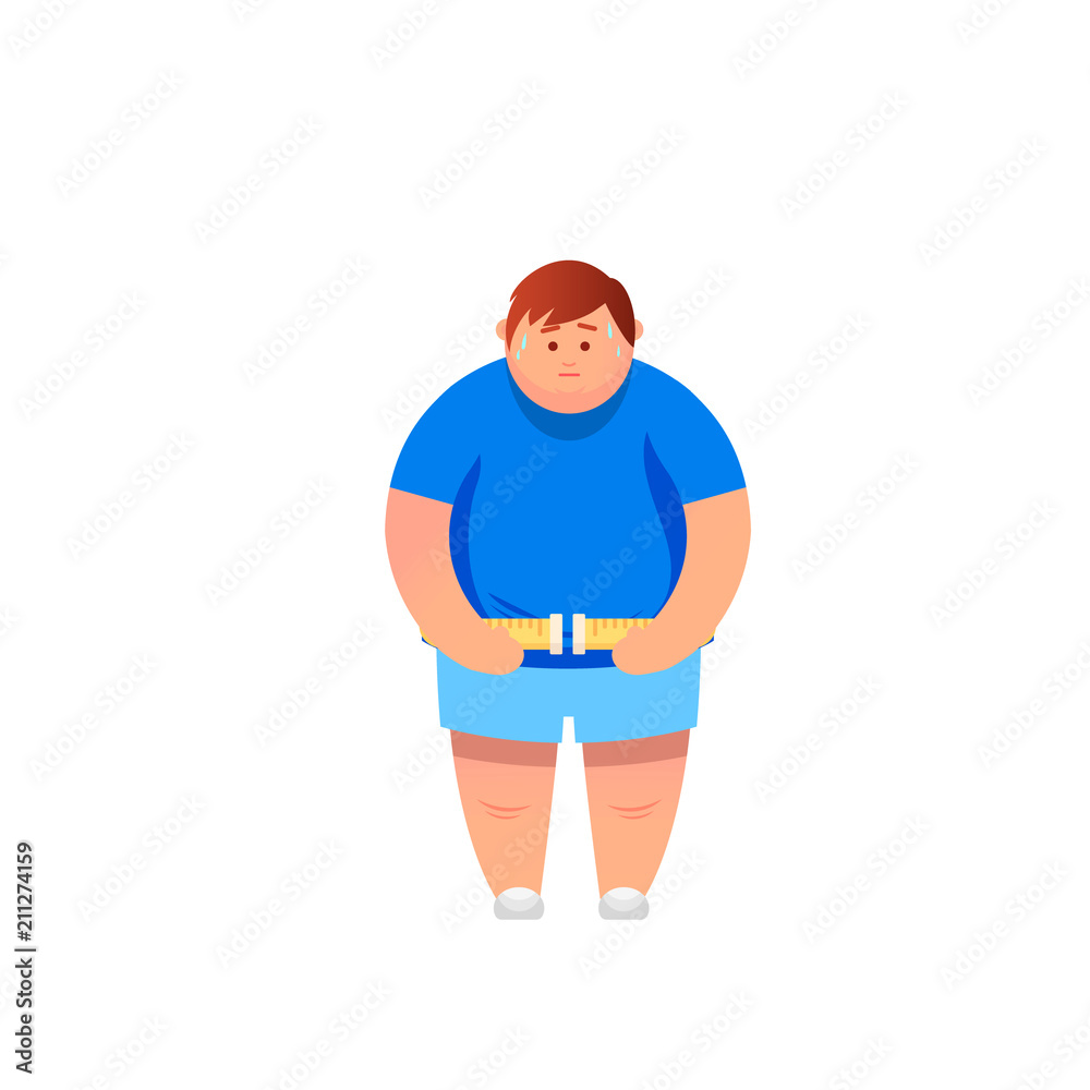 Abdomen fat, overweight man with a big belly 