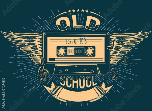 Old school music emblem
