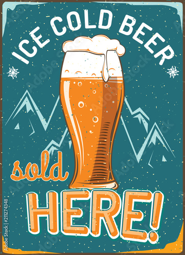 Cold beer - vintage advertising sign