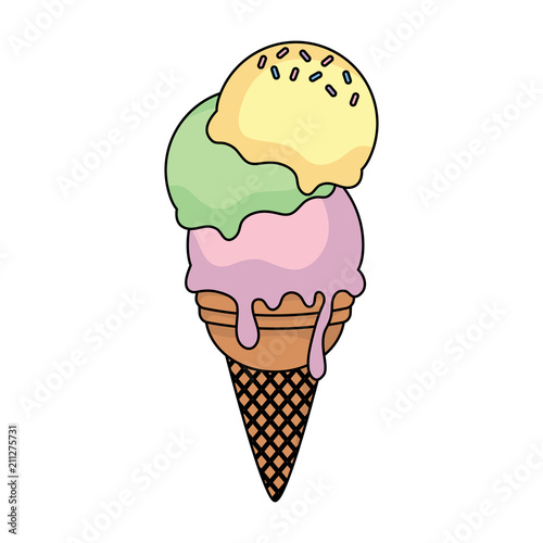 ice cream cone icon over white background, vector illustration