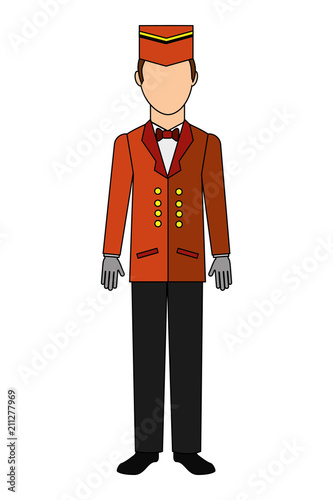 bellboy hotel worker isolated icon vector illustration design