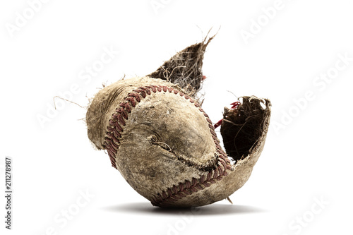 Baseball with the cover knocked off