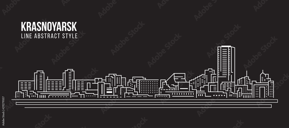 Cityscape Building Line art Vector Illustration design - Krasnoyarsk city