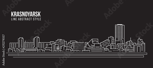 Cityscape Building Line art Vector Illustration design - Krasnoyarsk city