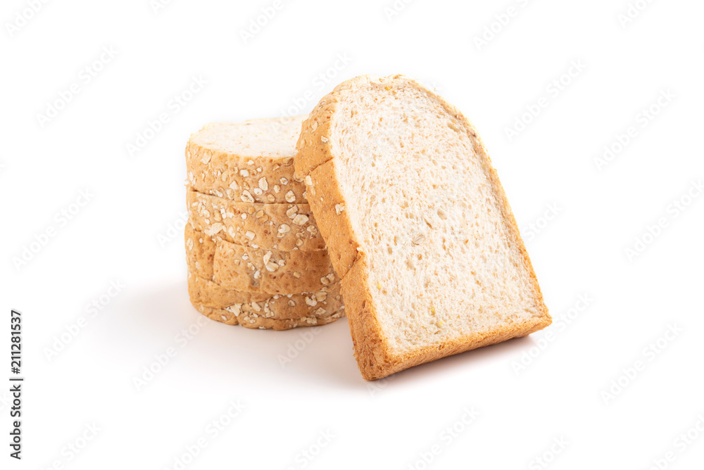 whole wheat bread, isolated on white background whole wheat bread, isolated on white background
