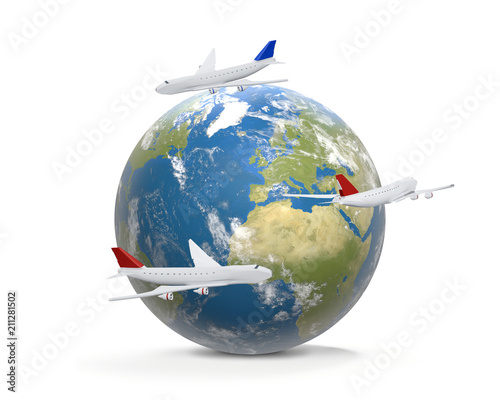 around the world. airplanes...