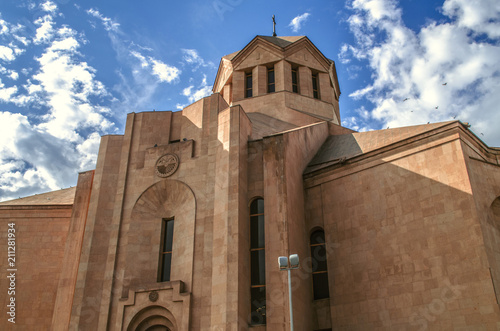 Oval recess above the window and the sundial above the entrance of the cathedral of
 St. Gregory Illuminator, along the street of Yervand Kochar in the capital of Armenia Yerevan






 photo