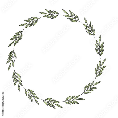 wreath floral leaves ornament decoration vector illustration drawing