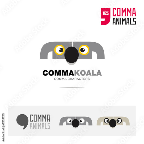 Koala animal concept icon set and modern brand identity logo template and app symbol based on comma sign