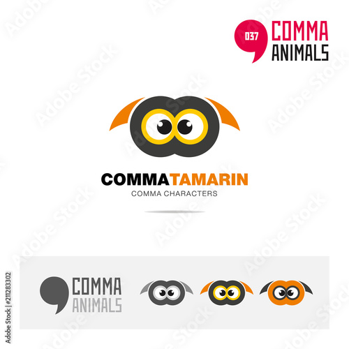 Tamarin animal concept icon set and modern brand identity logo template and app symbol based on comma sign