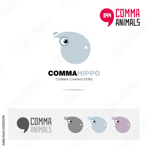 Hippopotamus animal concept icon set and modern brand identity logo template and app symbol based on comma sign photo