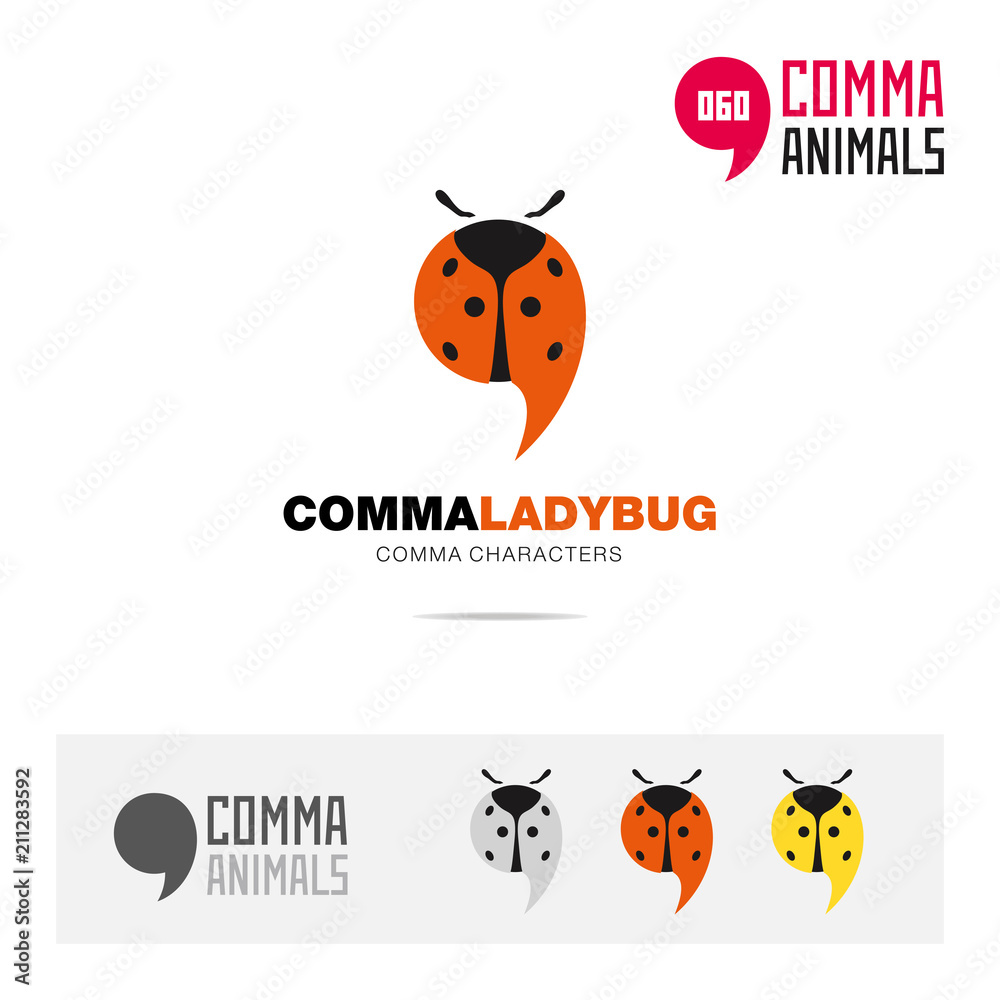 Fototapeta premium Ladybug animal concept icon set and modern brand identity logo template and app symbol based on comma sign