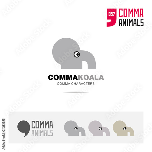 Koala animal concept icon set and modern brand identity logo template and app symbol based on comma sign photo