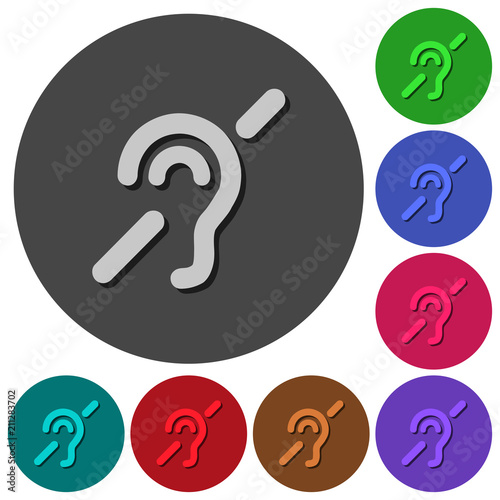 Hearing impaired icons with shadows on round backgrounds