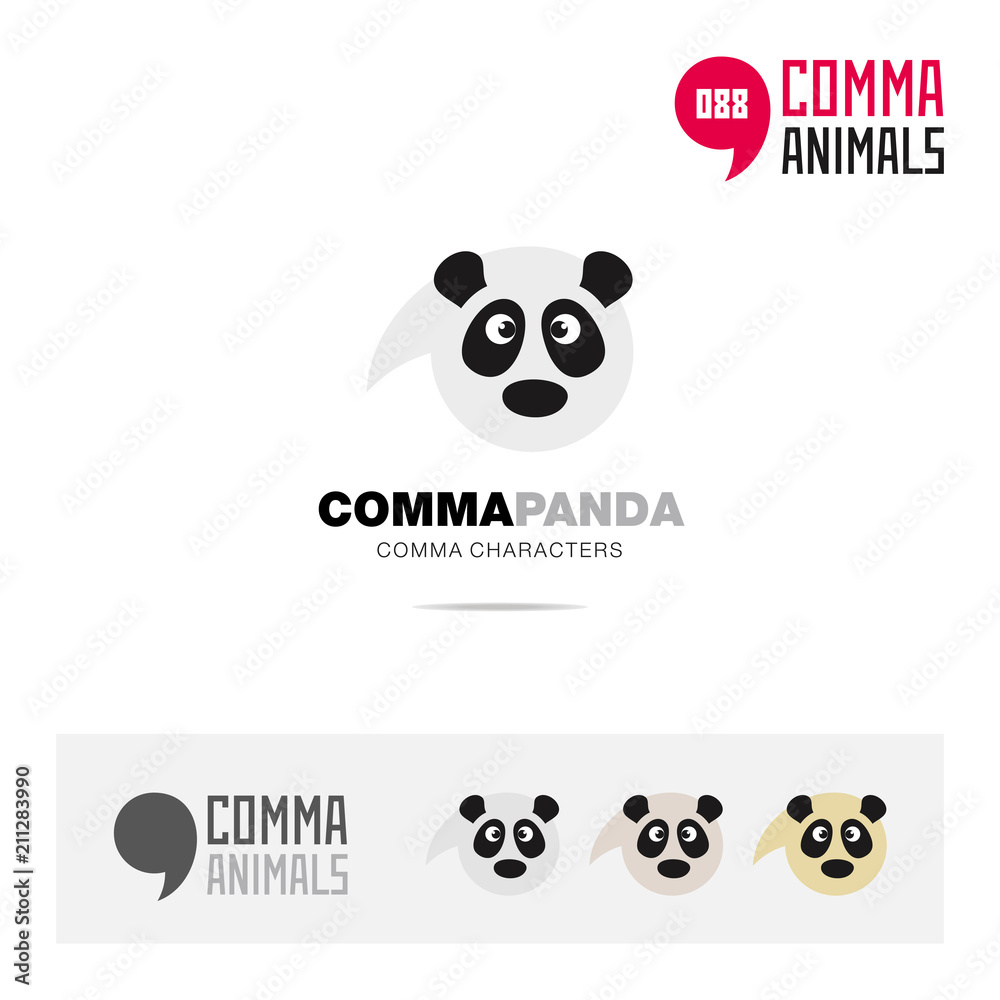 Fototapeta premium Panda animal concept icon set and modern brand identity logo template and app symbol based on comma sign