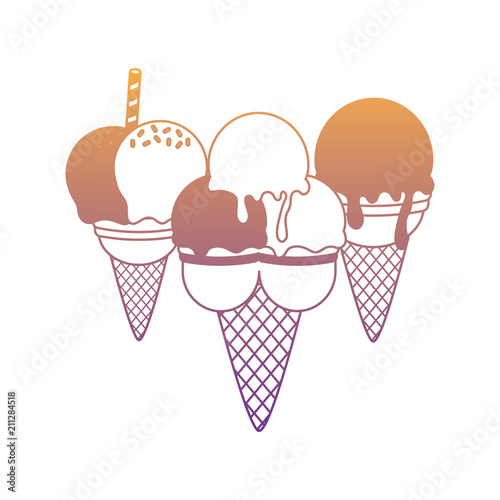 Ice cream cones icon over white background, colorful design. vector illustration