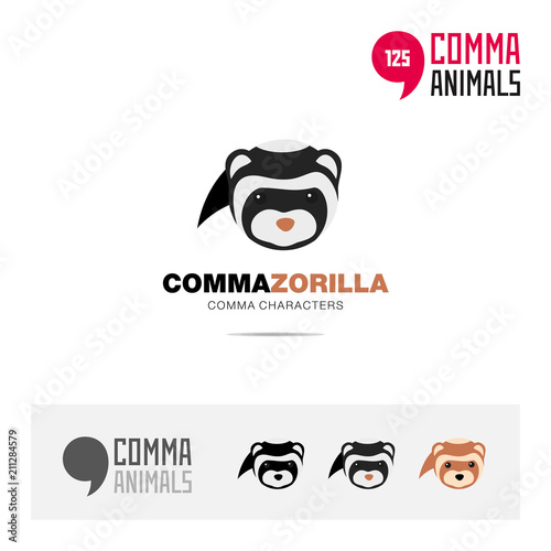 Zorilla animal concept icon set and modern brand identity logo template and app symbol based on comma sign