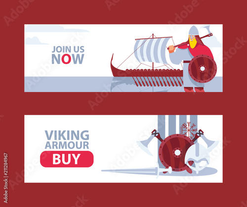 Horizontal banners for viking and medieval history reenactors or cosplay