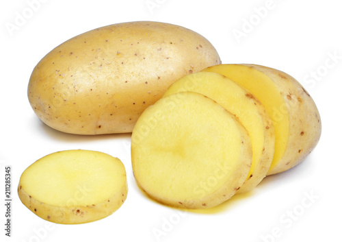 Potato isolated on white background. Fresh, raw potatoes, studio shot. Cooking ingredient.