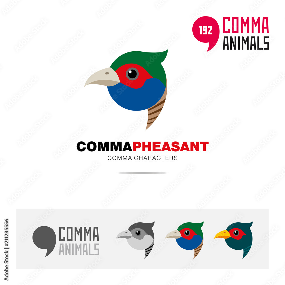 Obraz premium Pheasant bird concept icon set and modern brand identity logo template and app symbol based on comma sign