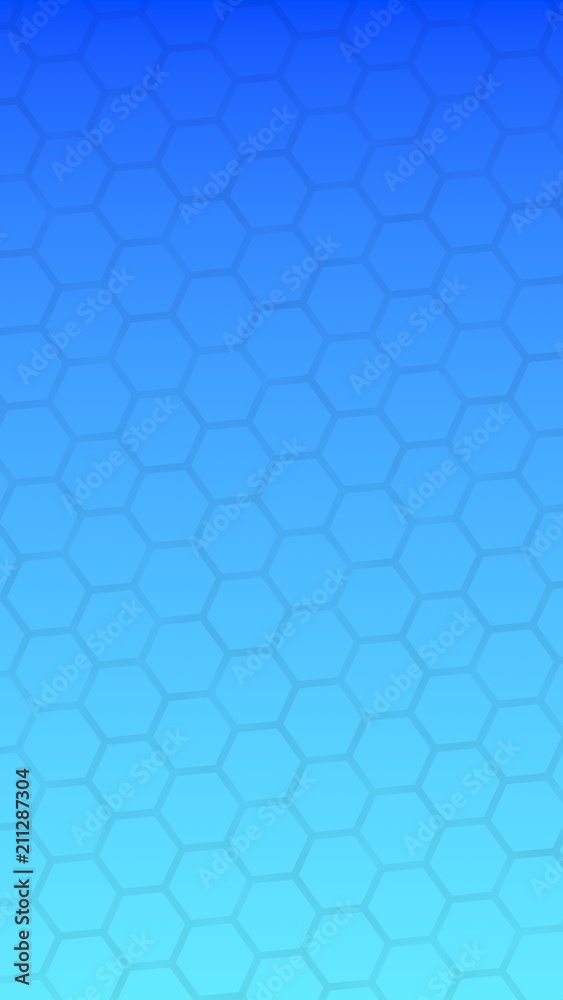 Translucent honeycomb on a gradient blue sky background. Perspective view on polygon look like honeycomb. Isometric geometry. Vertical image orientation. 3D illustration Translucent honeycomb on a gradient blue sky background. Perspective view on polygon look like honeycomb. Isometric geometry. Vertical image orientation. 3D illustration