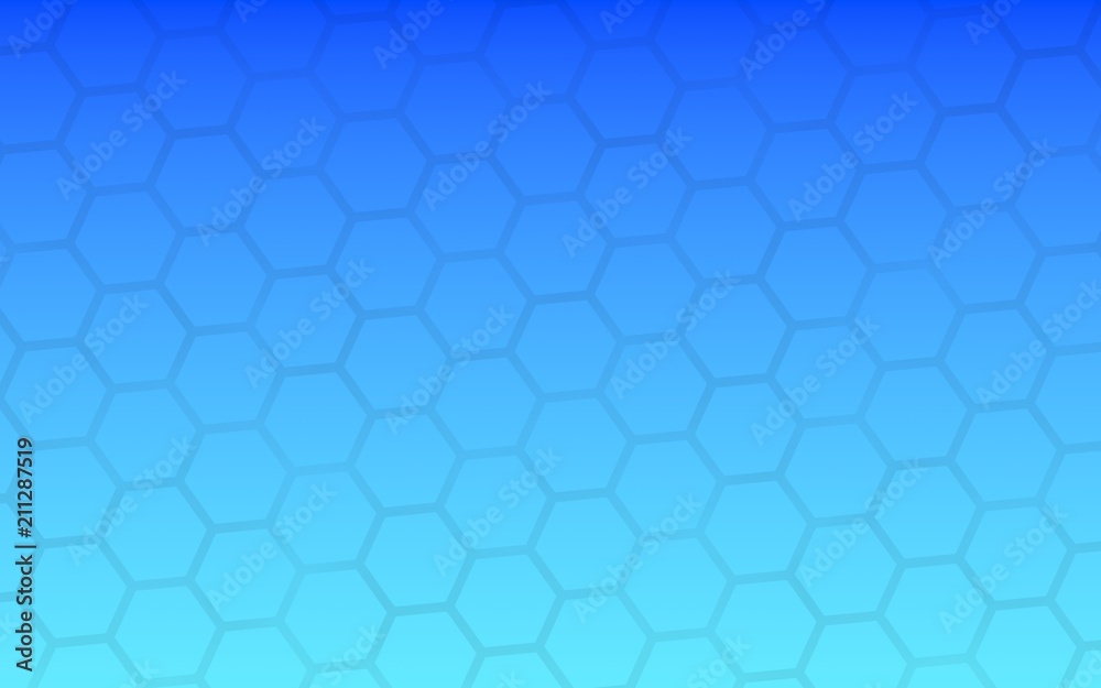 Translucent honeycomb on a gradient blue sky background. Perspective view on polygon look like honeycomb. Isometric geometry. 3D illustration Translucent honeycomb on a gradient blue sky background. Perspective view on polygon look like honeycomb. Isometric geometry. 3D illustration