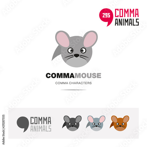 Common field mouse animal concept icon set and modern brand identity logo template and app symbol based on comma sign