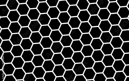 White honeycomb on a black background. Isometric geometry. 3D illustration