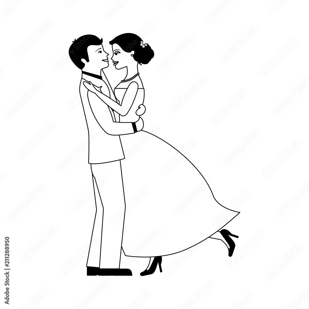 married couple dancing avatar character vector illustration design