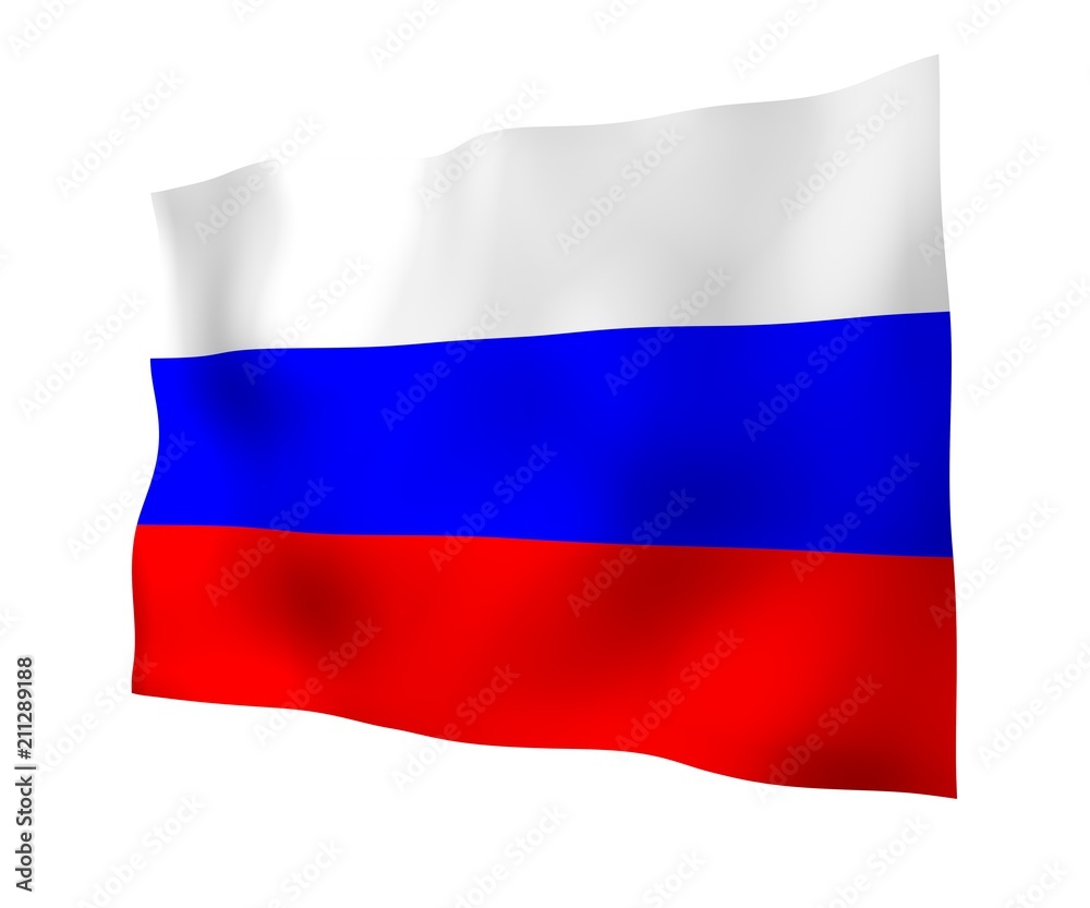 Waving flag of the Russian Federation. The National. State symbol of the Russia. 3D illustration Waving flag of the Russian Federation. The National. State symbol of the Russia. 3D illustration