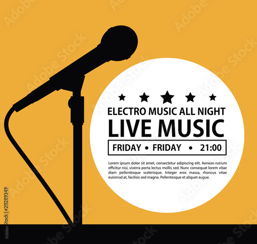 Electro music festivas poster with microphone vector illustration graphic design