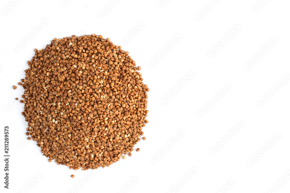 A bunch of buckwheat on a white background A bunch of buckwheat on a white background