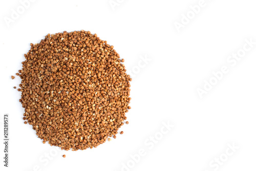 A bunch of buckwheat on a white background