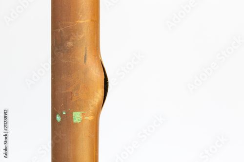 Burst copper water pipe due to frost