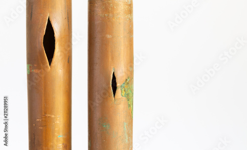 Burst copper water pipe due to frost