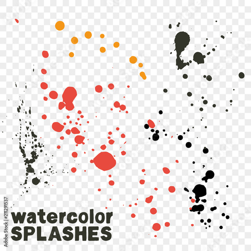 Isolated watercolor drips.