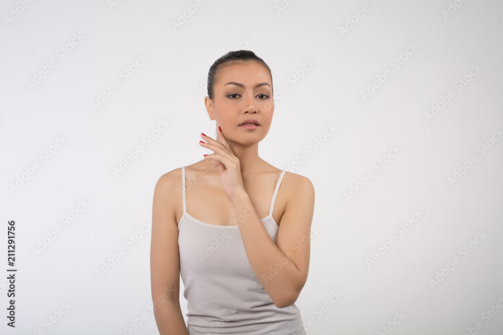 beautiful woman in spa . Presenting your product. Expressive facial expressions beautiful woman in spa . Presenting your product. Expressive facial expressions