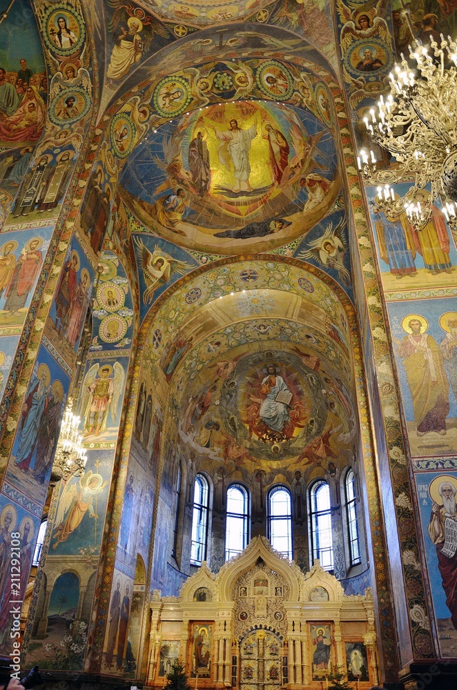 St. Petersburg, the Cathedral of the Savior on the Spilled Blood painted with icons
