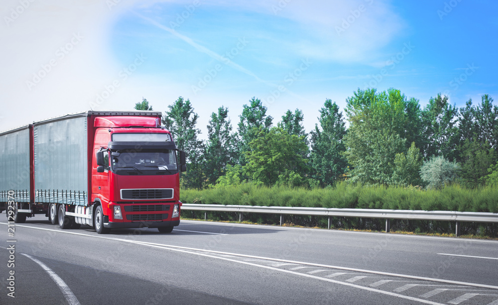 Truck driving on highway