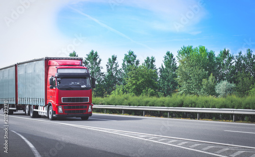 Truck driving on highway