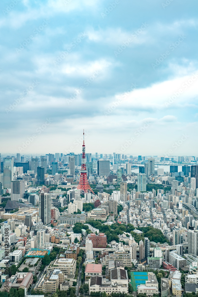 Fototapeta premium TOKIO, JAPONIA - 21 czerwca 2018 r .: Tokyo Tower to najwyższa na świecie samonośna stalowa wieża w Tokio w Japonii