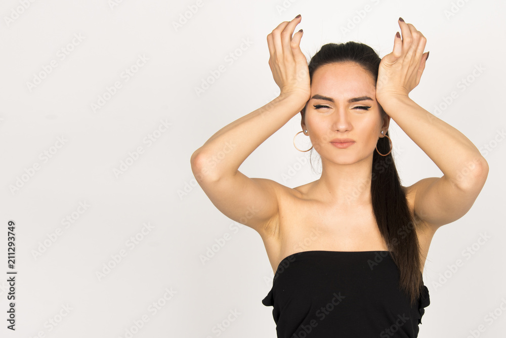 girl having headache girl having headache
