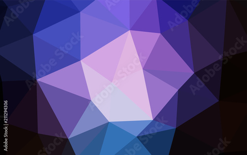 Dark Pink  Blue vector shining triangular backdrop.