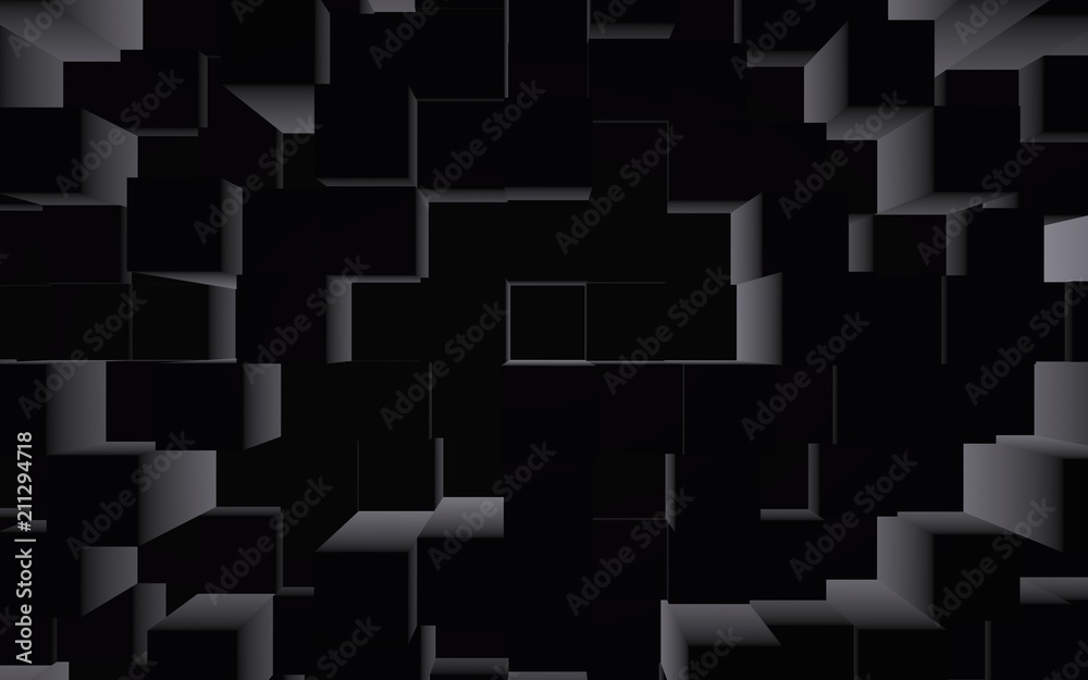 Abstract dark elegant cube geometric background. Chaotically advanced rectangular bars. 3D Rendering, 3D illustration Abstract dark elegant cube geometric background. Chaotically advanced rectangular bars. 3D Rendering, 3D illustration