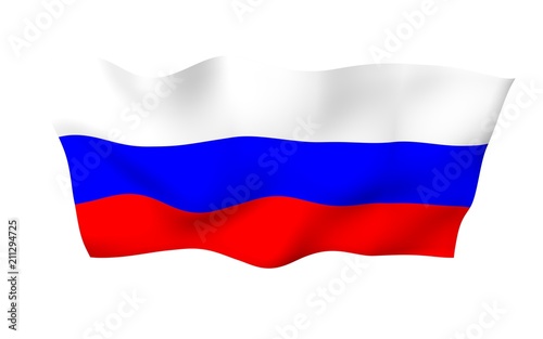 Waving flag of the Russian Federation. The National. State symbol of the Russia. 3D illustration