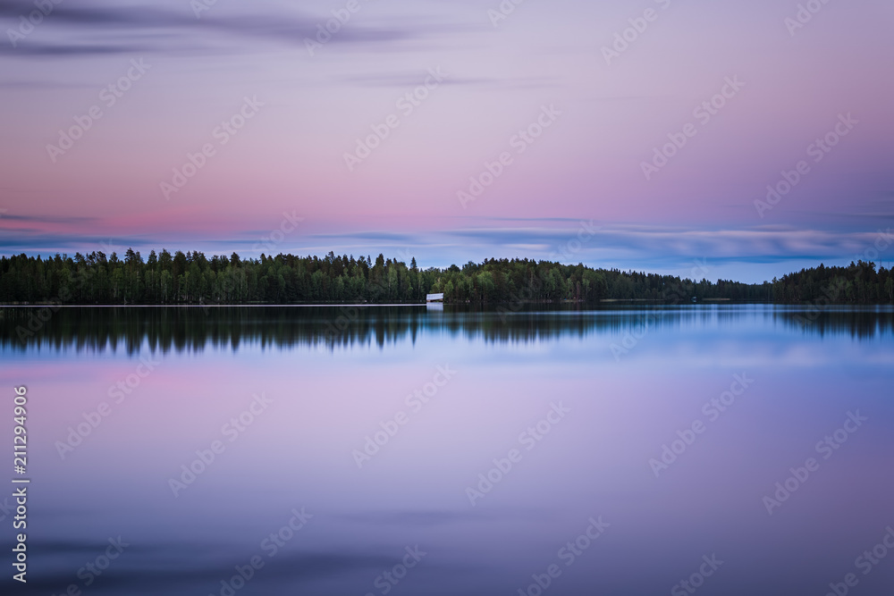 Calm lake reflection