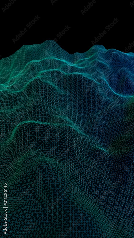 Abstract landscape background. Cyberspace grid. Hi-tech network. Vertical image orientation. 3D illustration Abstract landscape background. Cyberspace grid. Hi-tech network. Vertical image orientation. 3D illustration