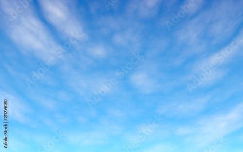 Fototapeta Naklejka Na Ścianę i Meble -  Cumulus white clouds in the clear blue sky in the morning. Blue sky background with white clouds. 3D illustration
